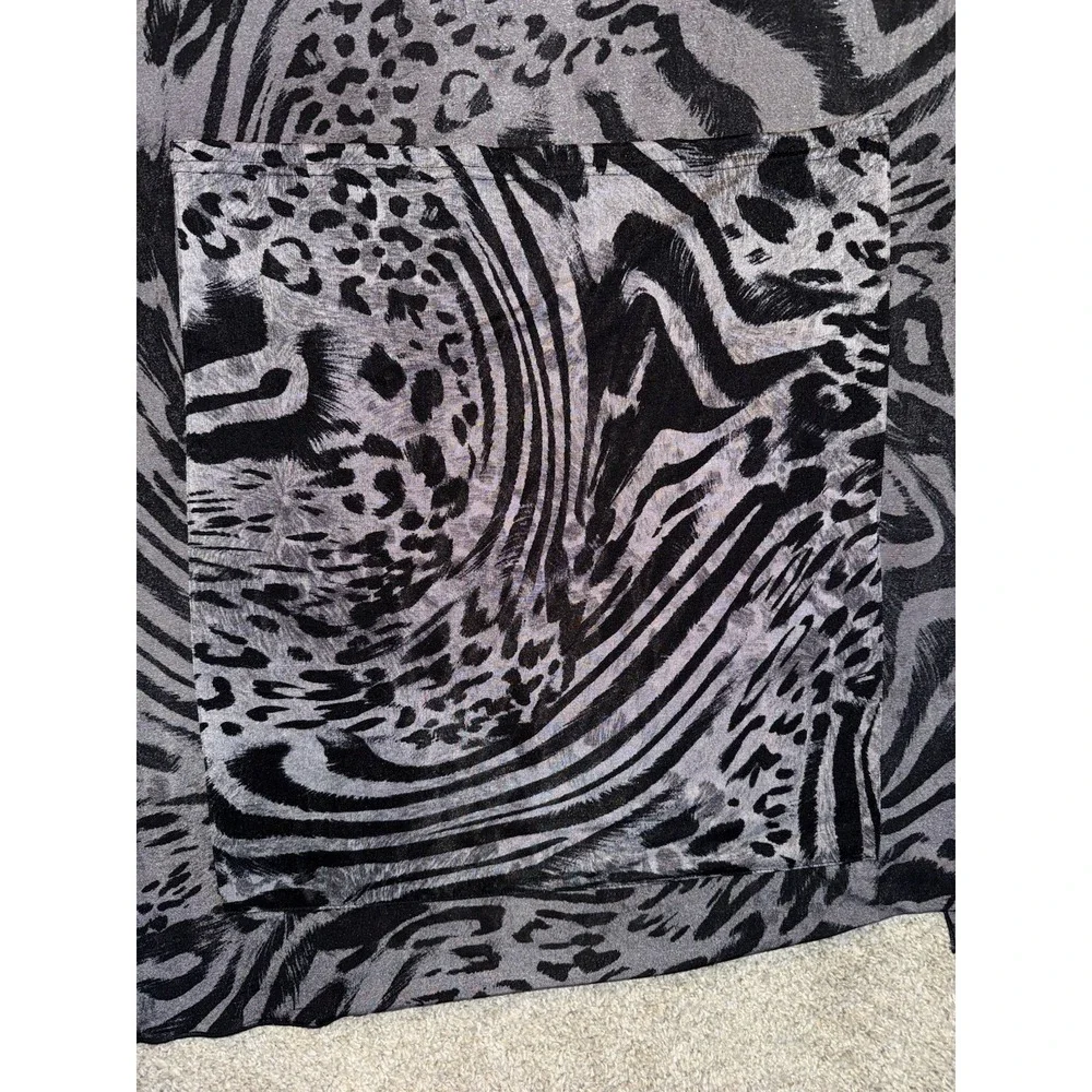 Gray & Black Tiger Leopard Zebra Print Pocket Scarf Wrap Infinity Travel Scarf